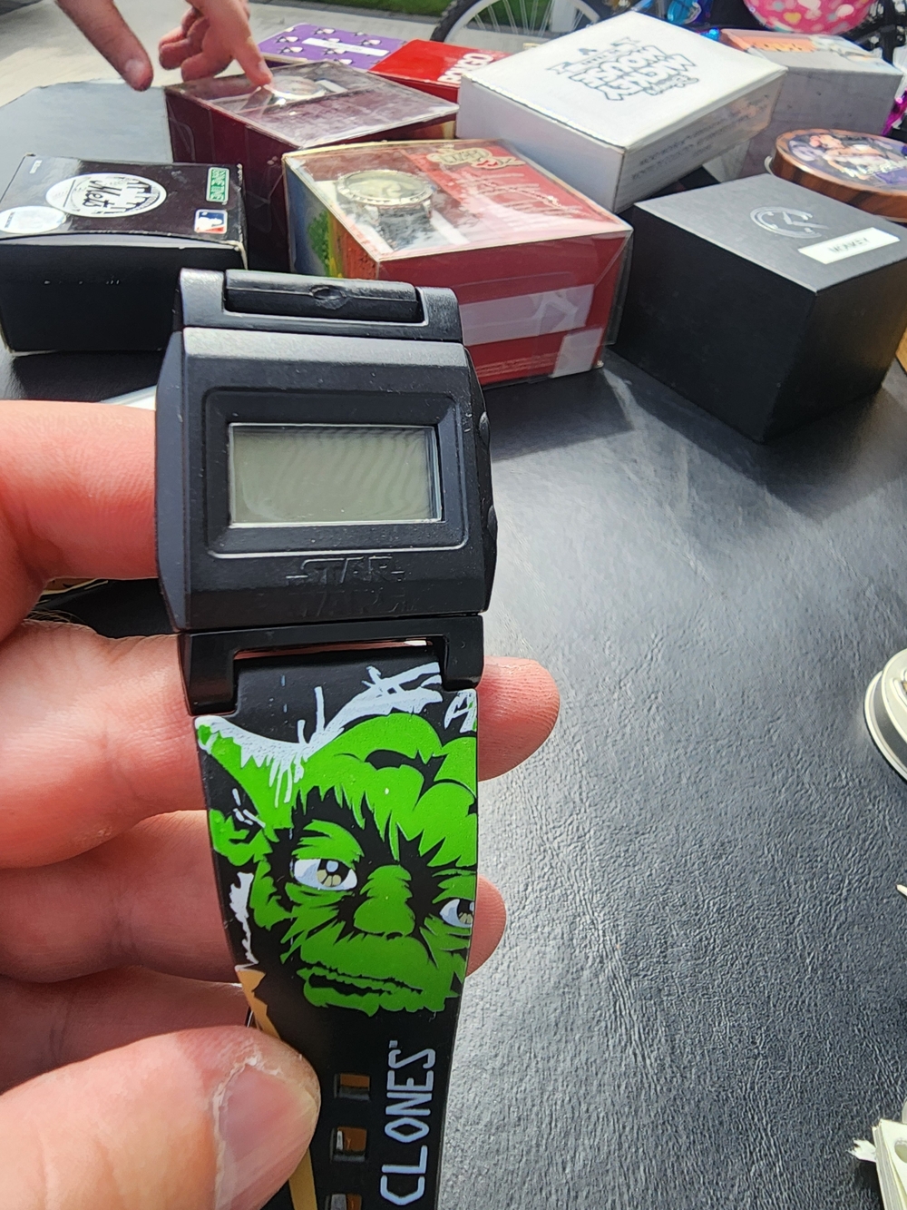 Star Wars Black Digital Watch with Bright Green Yoda Strap